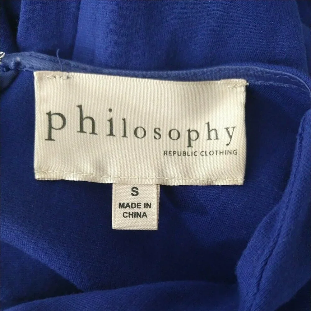 Philosophy Republic Knotted V-neck Sheath Dress Women Size S Blue - Picture 4 of 7